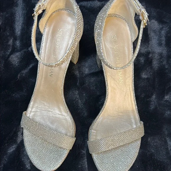 Stuart Weitzman Gold Mesh 3” Heels - Picture 8 of 8